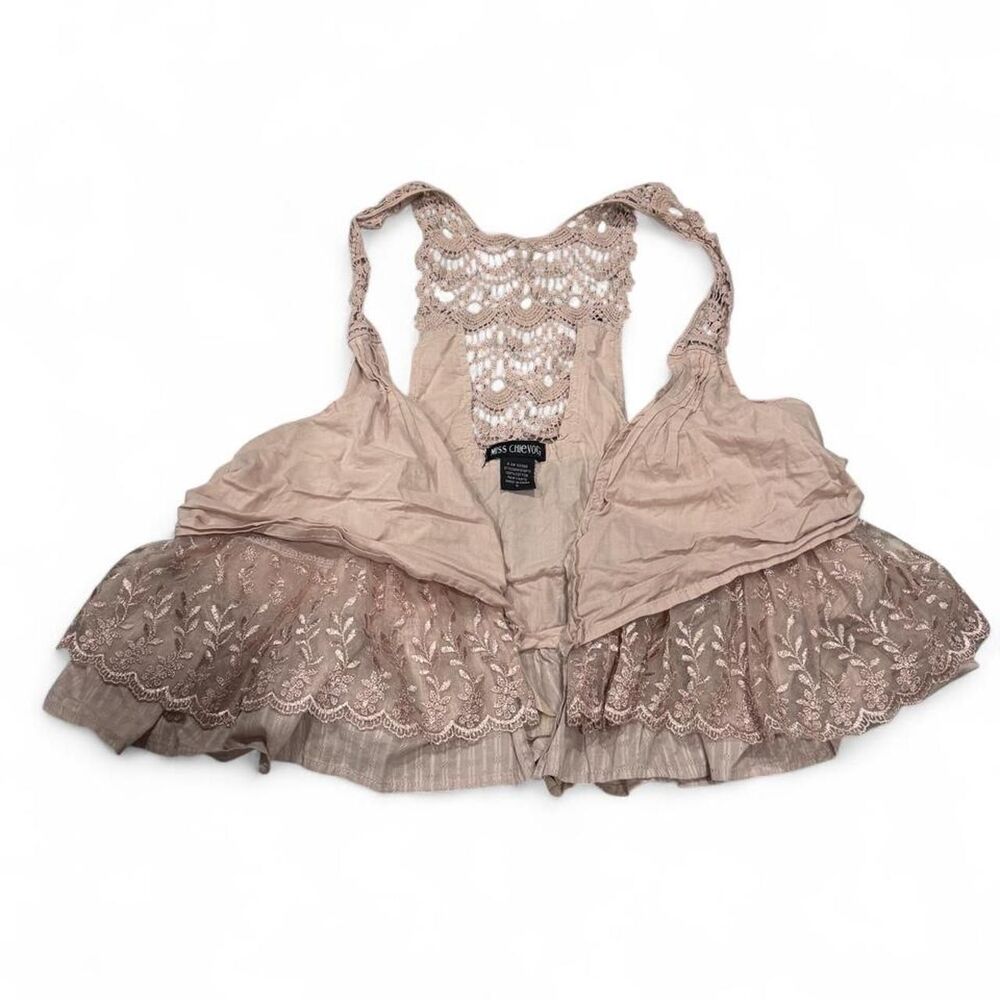 Miss Chievous Pink lace bolero top with floral embroidery